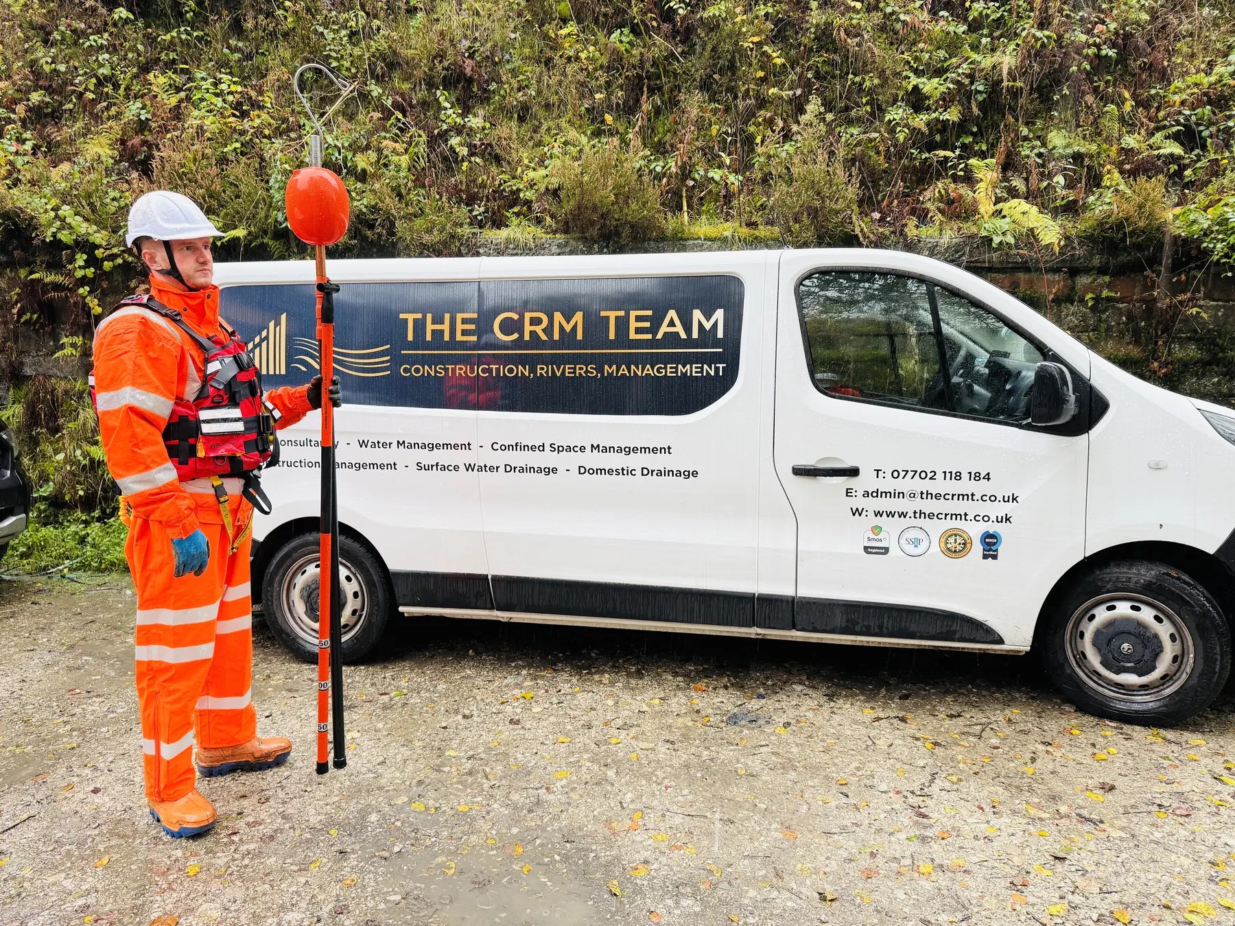 CRM operative prepared for watercourse survey and safety support