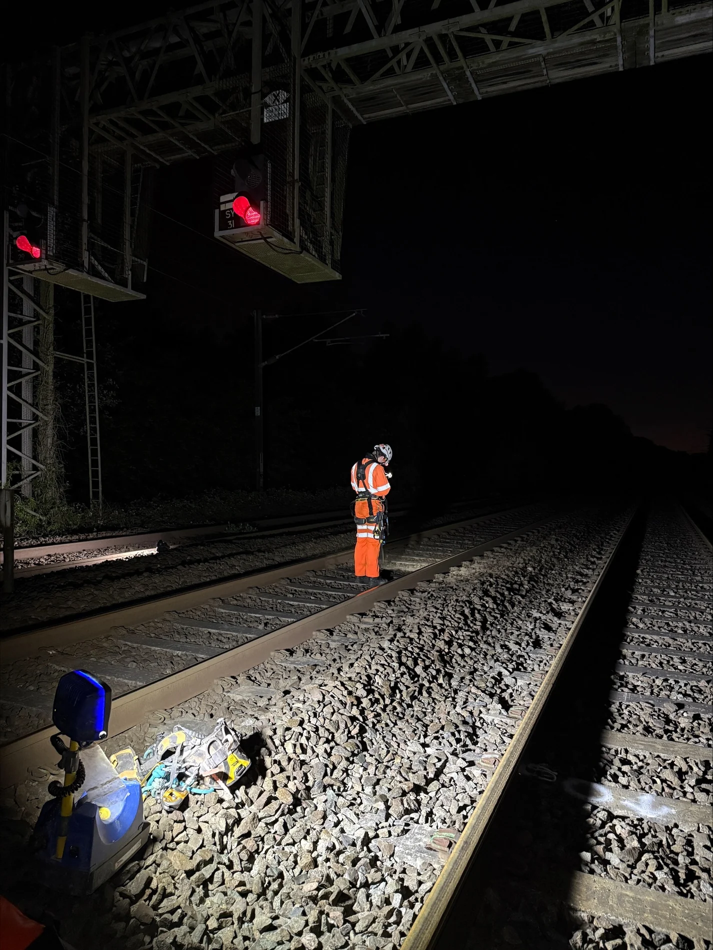 Rail-side night works